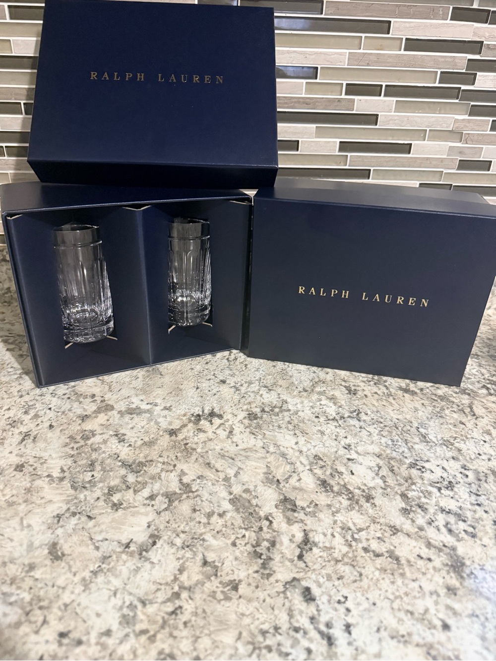 Ralph Lauren Navy and Gold Crystal Highball Gift Set
